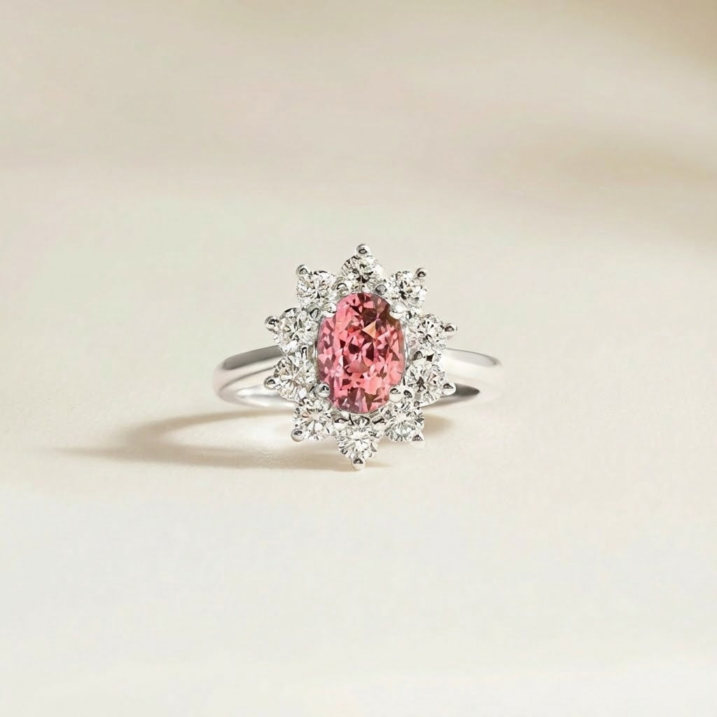 bague marguerite saphir padparadscha