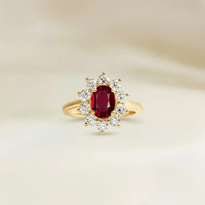 bague rubis or jaune marguerite
