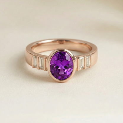 Bague Saphir Violet Art déco • vue 3 • bijou de luxe • bijou de luxe | Bonnot Paris