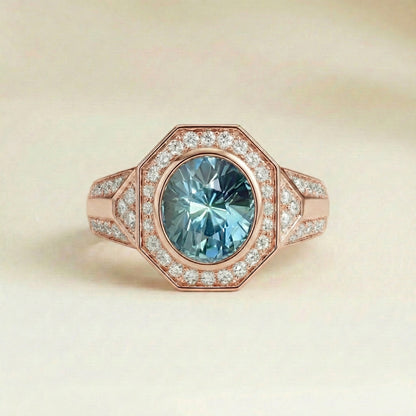 Bague Saphir Teal Art déco