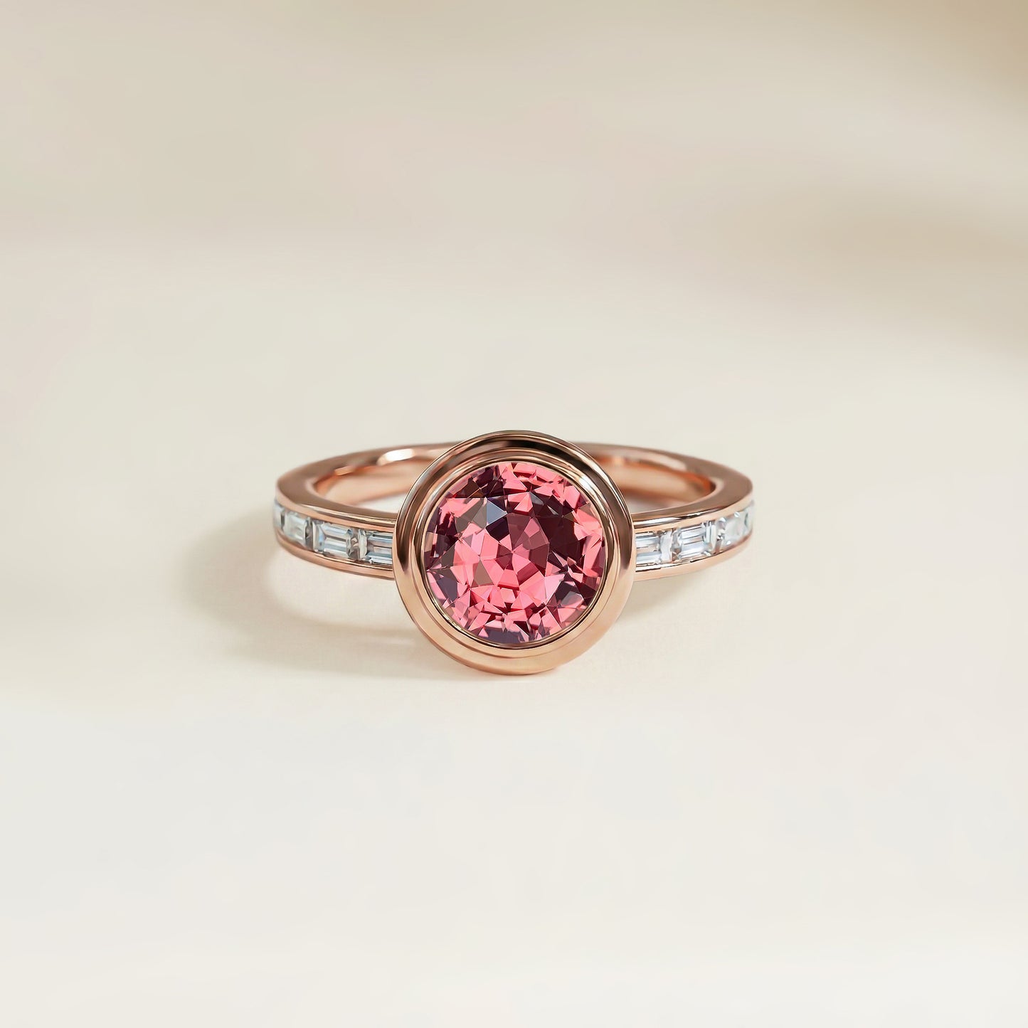 Bague Saphir Padparadscha Art déco 