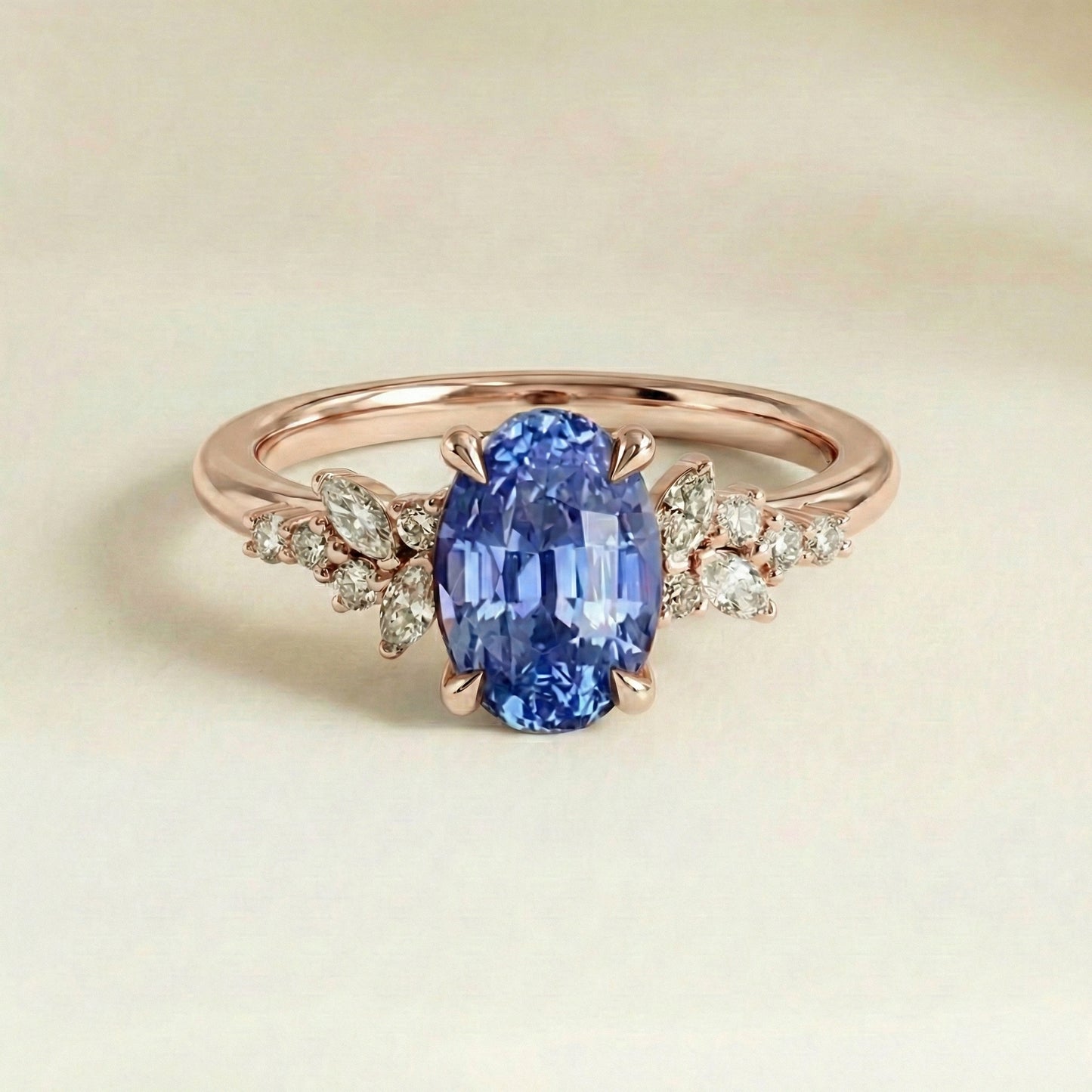 Bague Saphir Bleu Florale • vue 3 • bijou de luxe • bijou de luxe | Bonnot Paris — Bonnot Paris