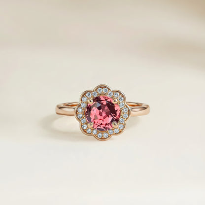 Bague Saphir Padparadscha Florale 