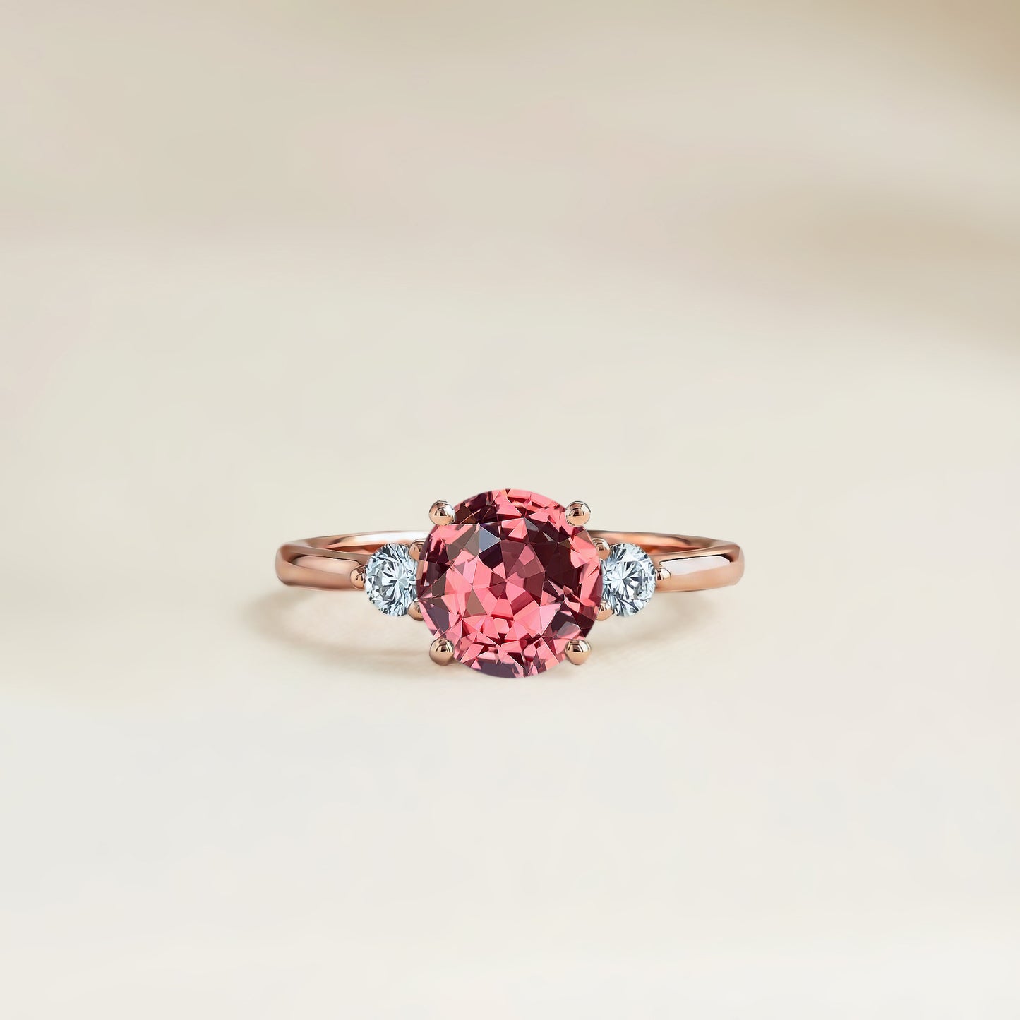 Ring Sapphire Padparadscha Neutral - scale view | Jewellery Bonnot Paris — Bonnot Paris