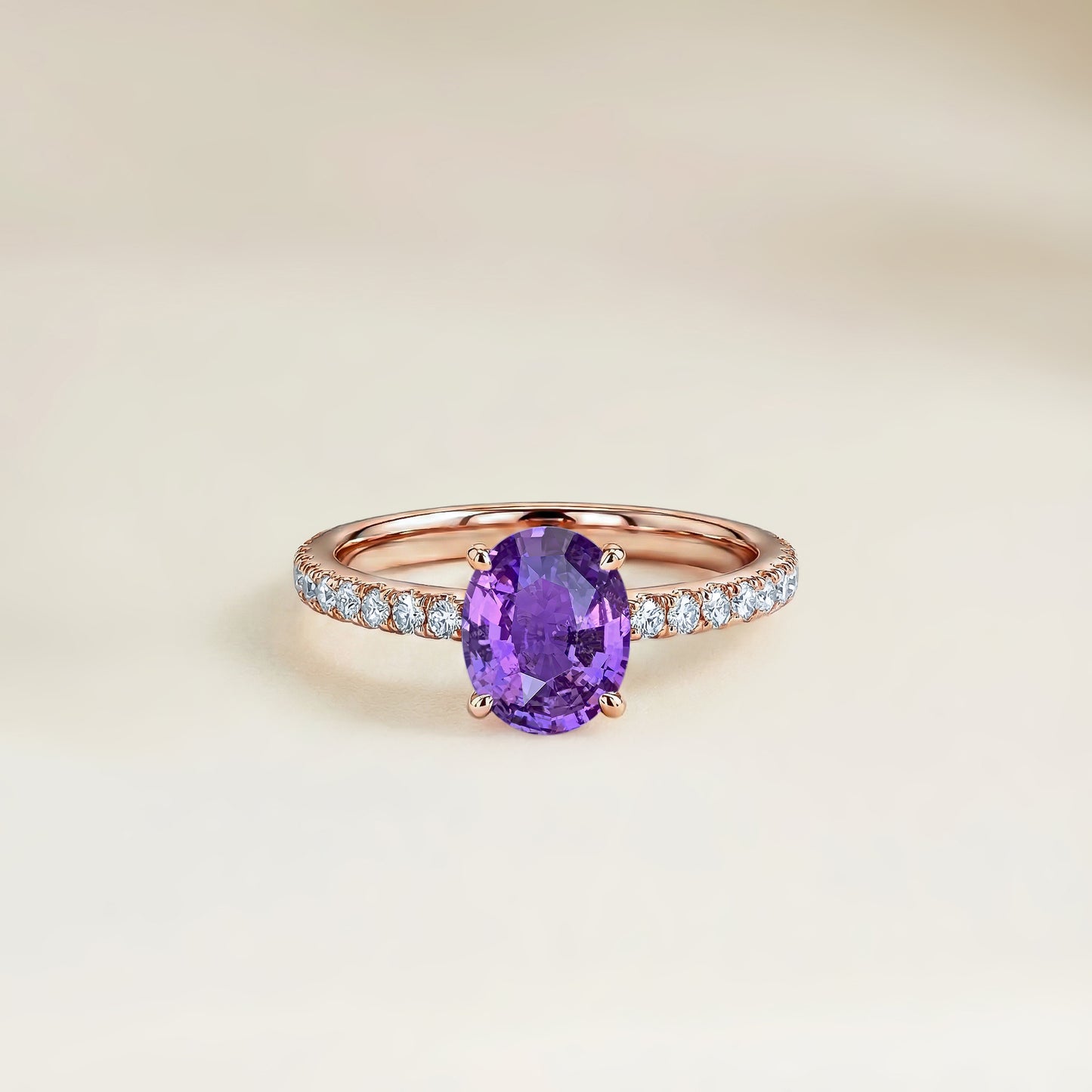 Bague Saphir Violet Solitaire