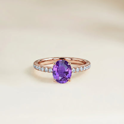 Bague Saphir Violet Solitaire