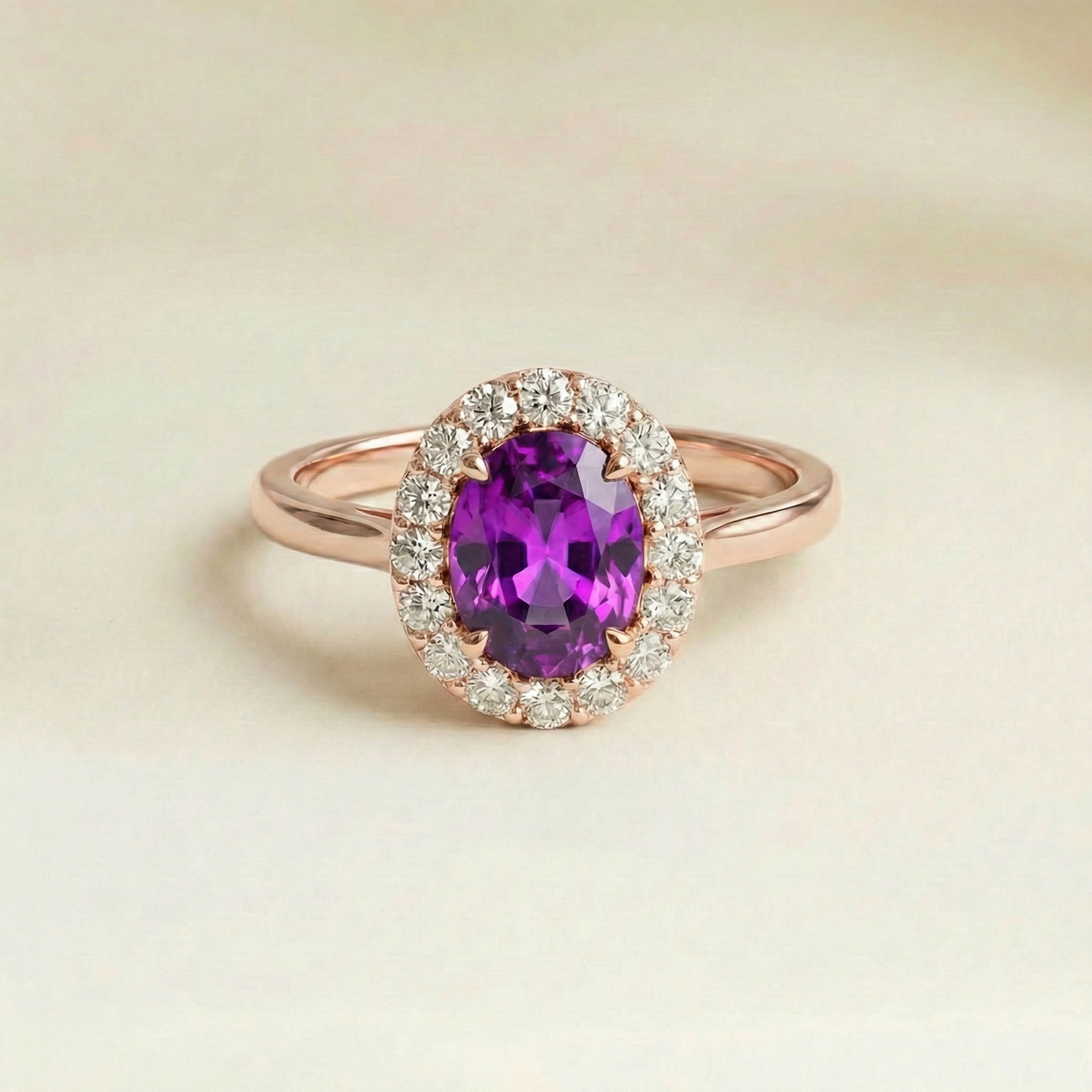 Anel Safira Violeta Vintage - vista em escala | Joalheria Bonnot Paris — Bonnot Paris