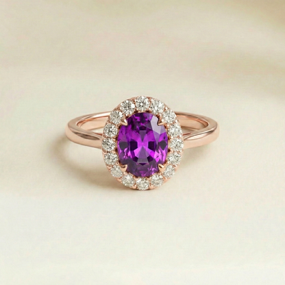 Anel Safira Violeta Vintage - vista em escala | Joalheria Bonnot Paris