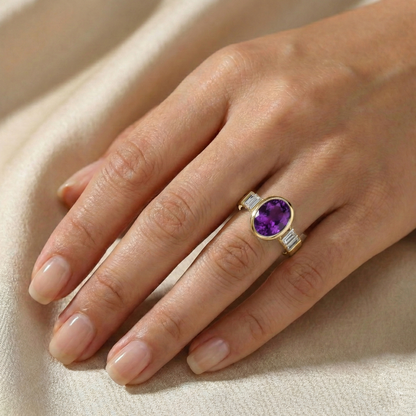 Bague Saphir Violet Art déco • vue 4 • bijou de luxe • bijou de luxe | Bonnot Paris