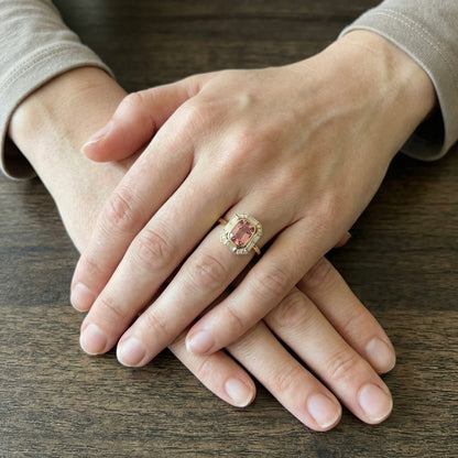 Anillo Zafiro Padparadscha Art Déco - vista adicional | Joyería Bonnot Paris