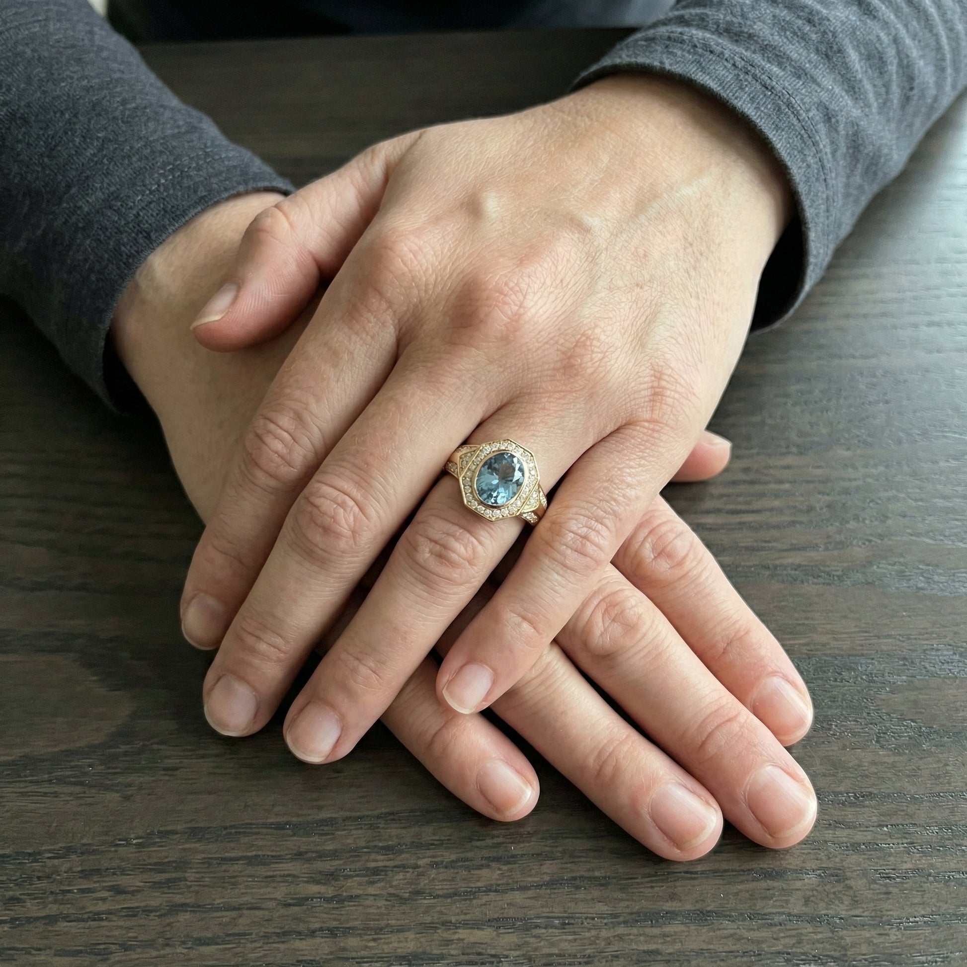 Bague Saphir Teal Art déco