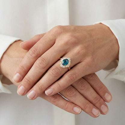Ring Sapphire Teal Art deco - additional view | Jewellery Bonnot Paris