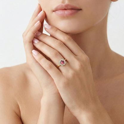 Bague Saphir Padparadscha Florale 