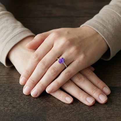 Bague Saphir Violet Solitaire 