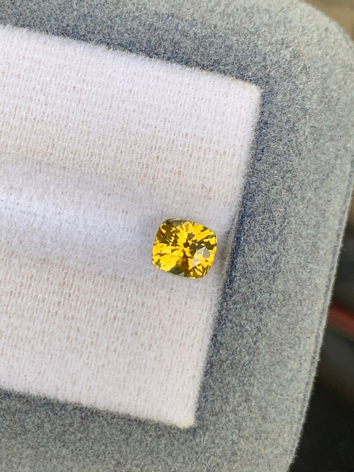 Live 34 Sapphire 1.14 ct yellow cushion cut natural sapphire from Madagascar, 5.80x5.15x4.25mm, unheated gemstone with bright sunny glow