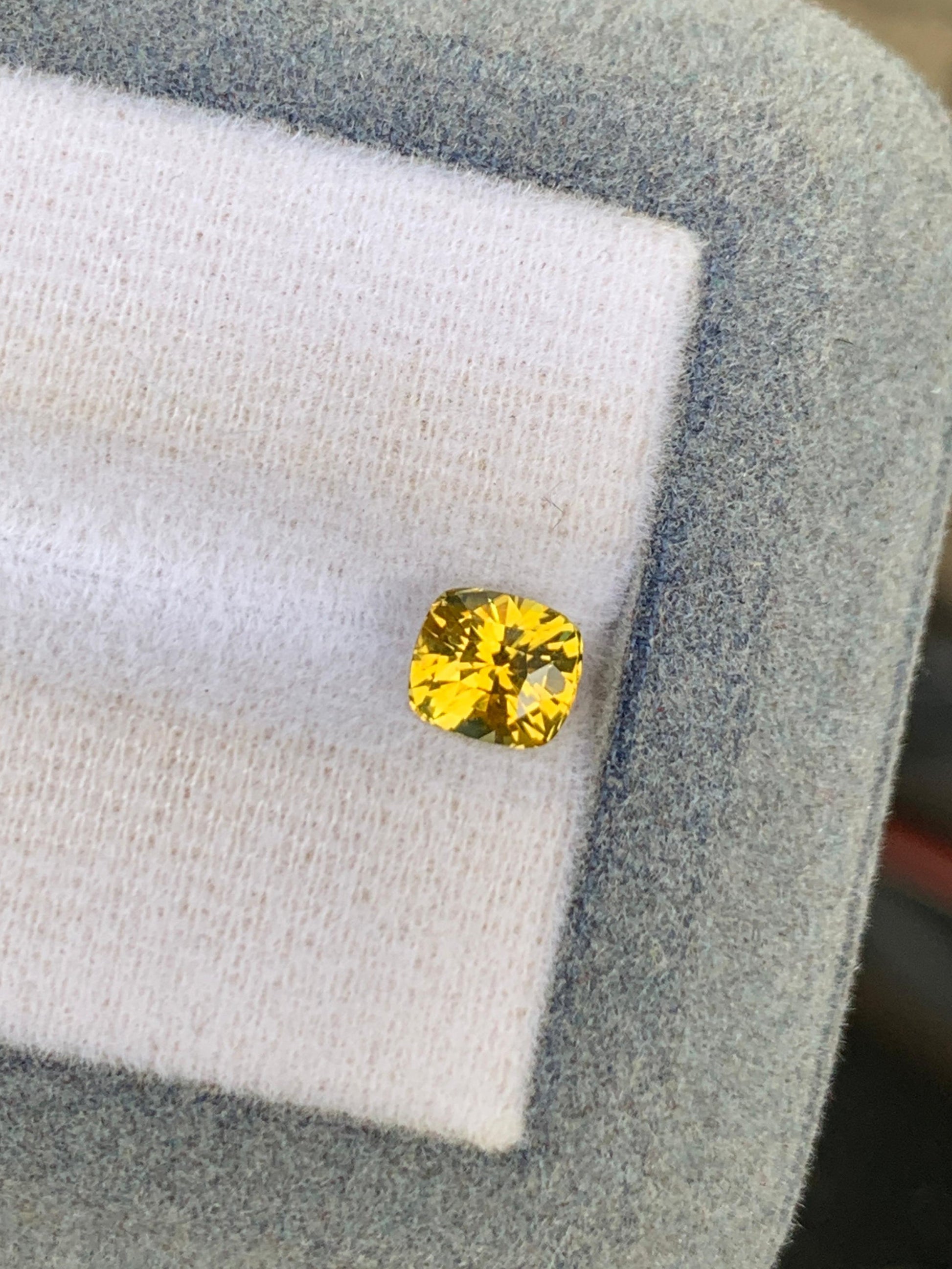 Live 34 Sapphire 1.14 ct yellow cushion cut natural sapphire from Madagascar, 5.80x5.15x4.25mm, unheated gemstone with bright sunny glow