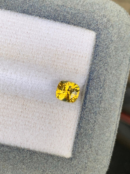 Live 34 Sapphire 1.14 ct yellow cushion cut natural sapphire from Madagascar, 5.80x5.15x4.25mm, unheated gemstone with bright sunny glow