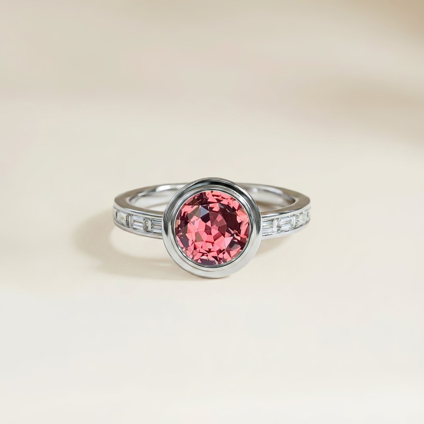 Bague Saphir Padparadscha Art déco 