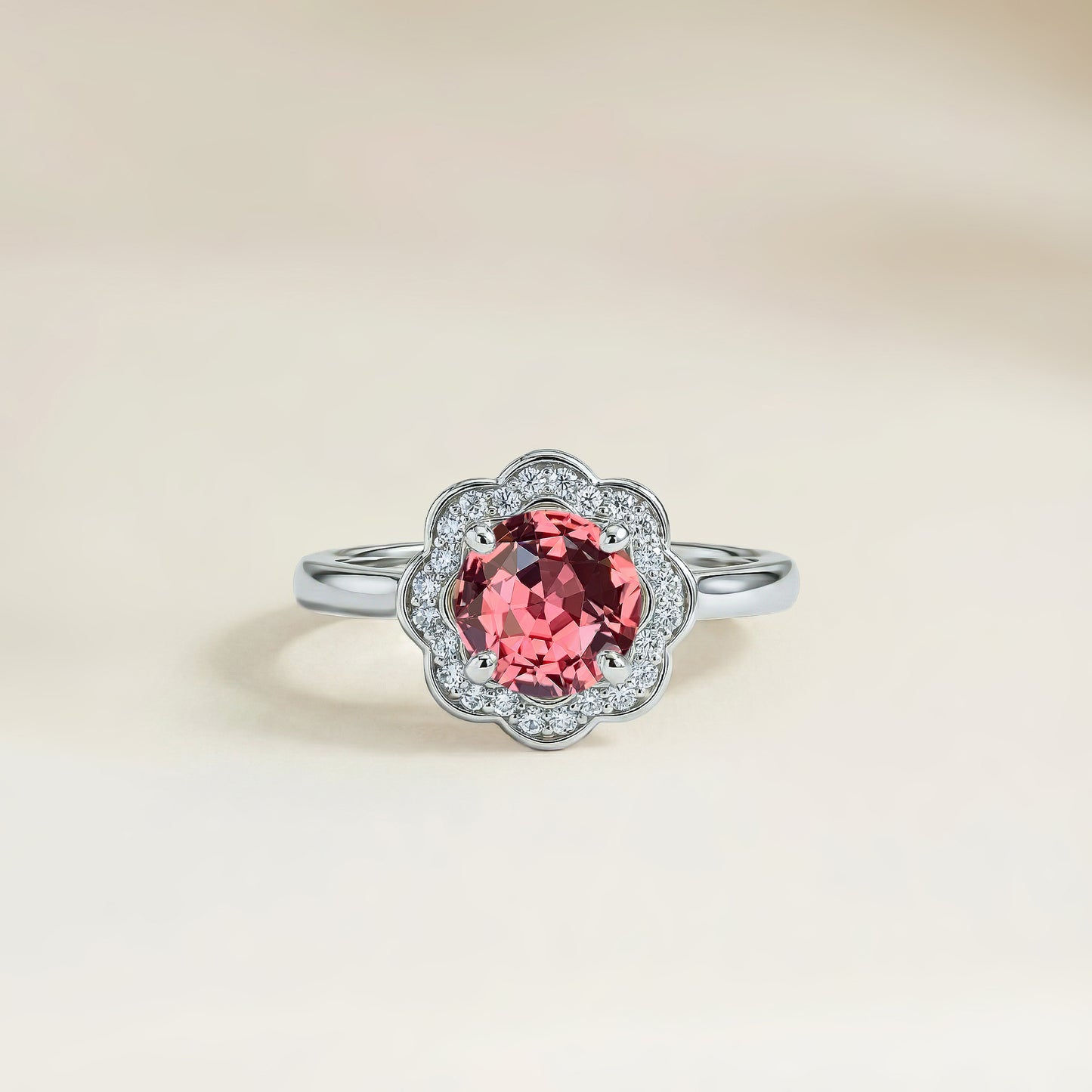 Bague Saphir Padparadscha Florale