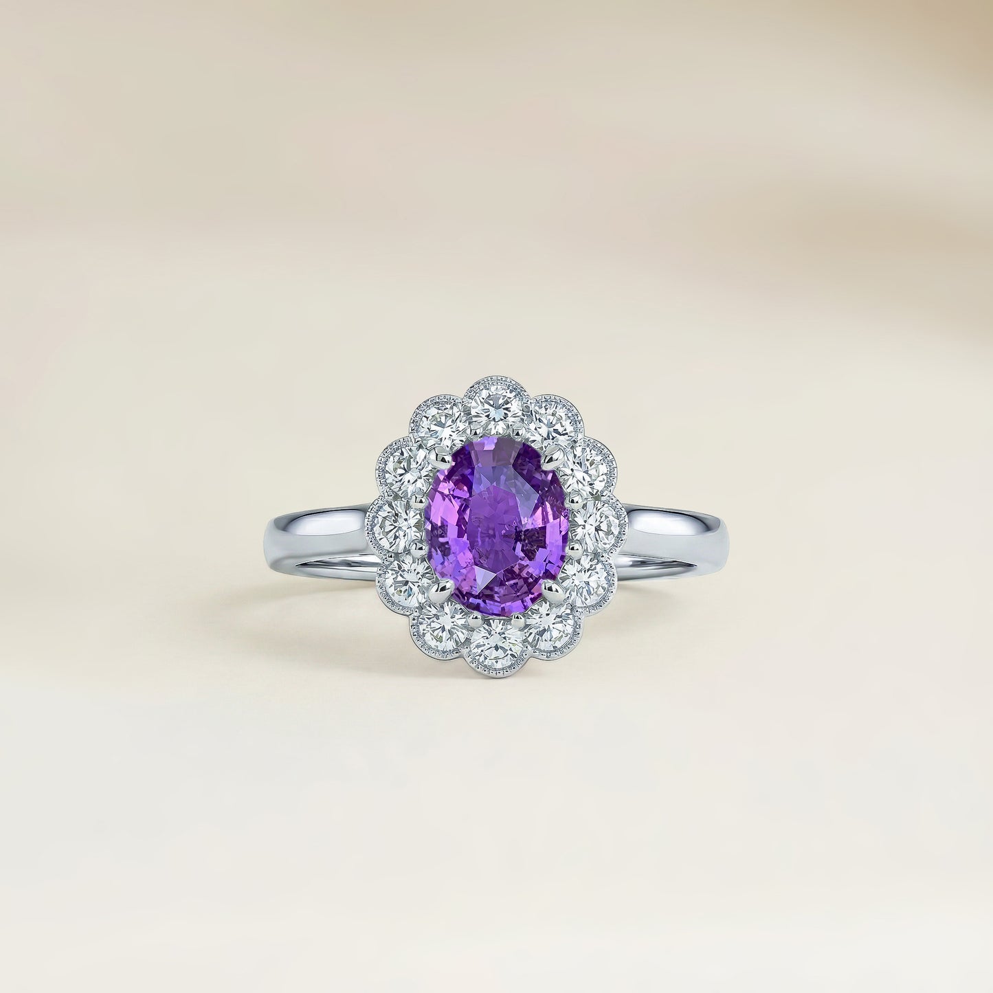Bague Saphir Violet Florale