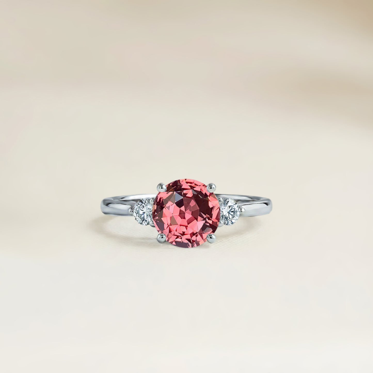 Ring Sapphire Padparadscha Neutral - detail view | Jewellery Bonnot Paris — Bonnot Paris