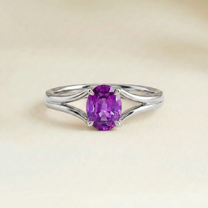 Bague Saphir Violet Solitaire
