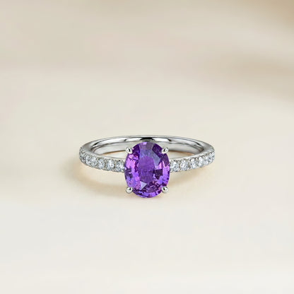 Bague Saphir Violet Solitaire