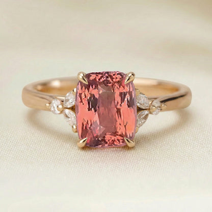 Anel Safira Padparadscha Floral - vista principal | Joalheria Bonnot Paris