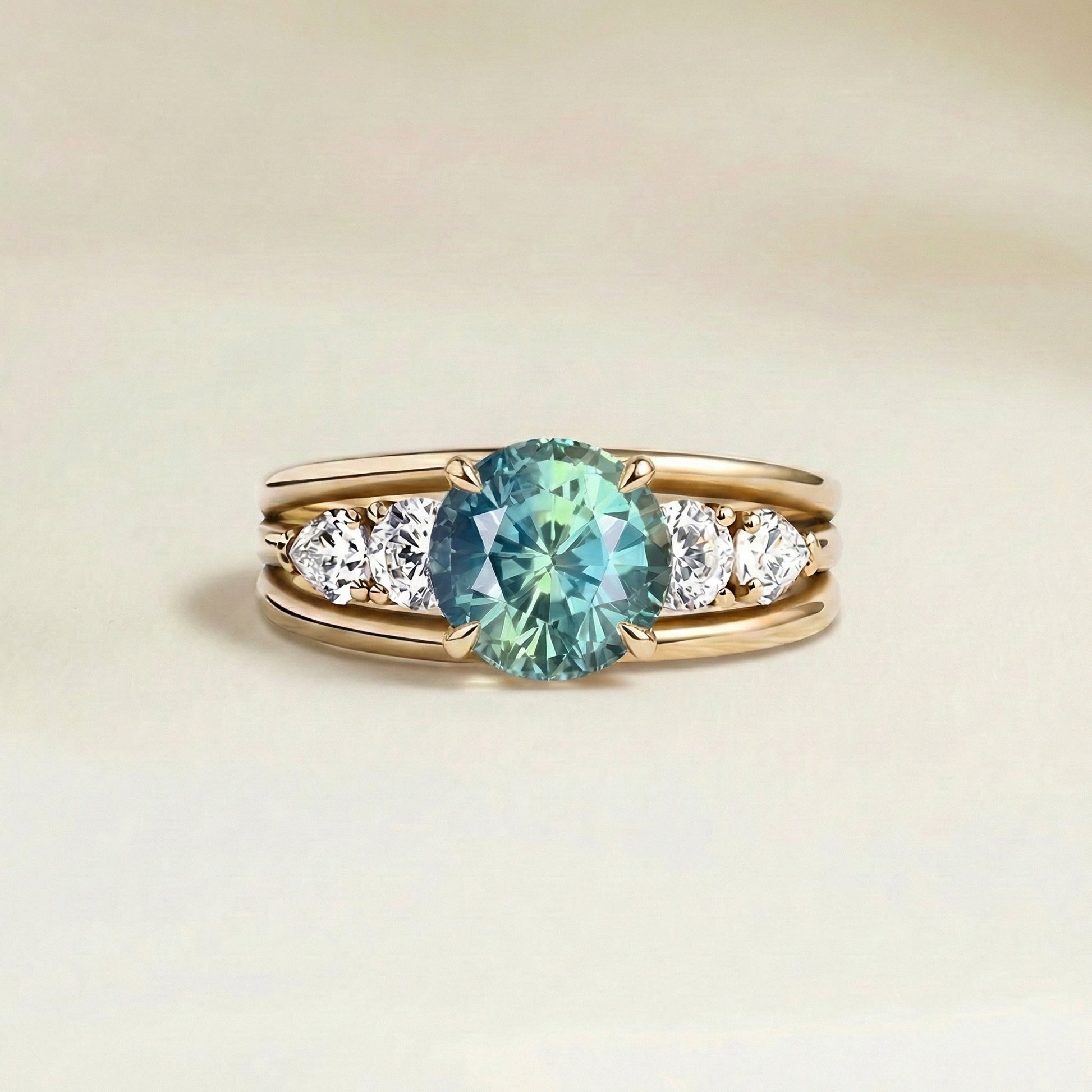Bague Saphir Teal Florale • bijou porté • bijou de luxe • bijou de luxe | Bonnot Paris