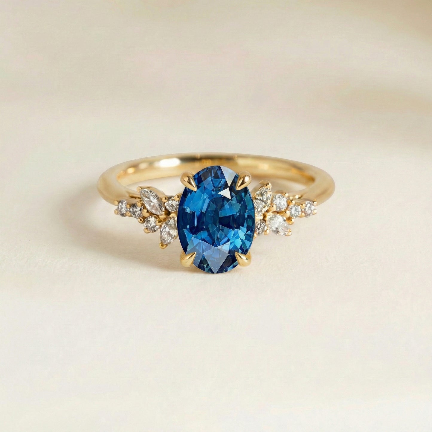 Bague Saphir Teal Florale 