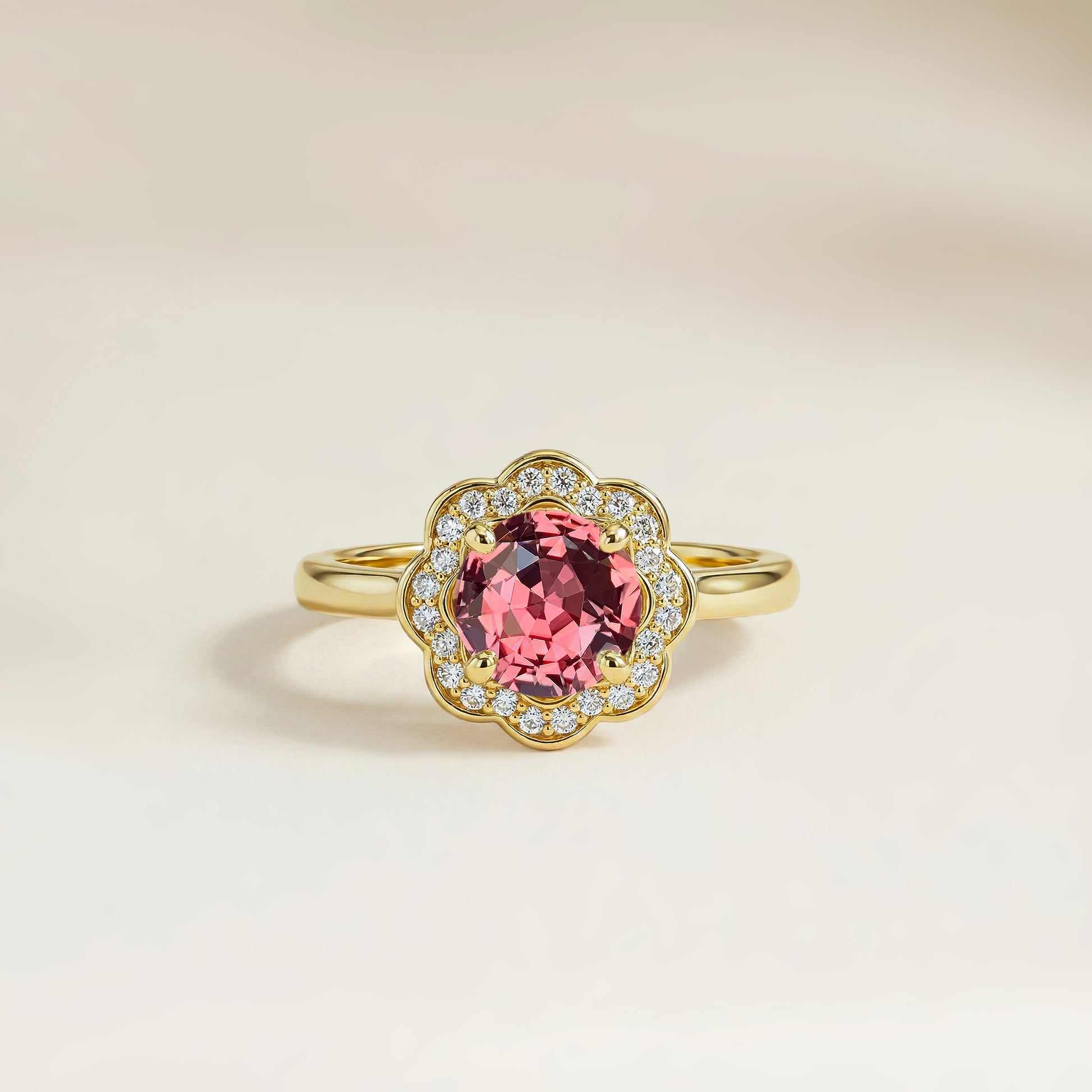 Bague Saphir Padparadscha Florale 