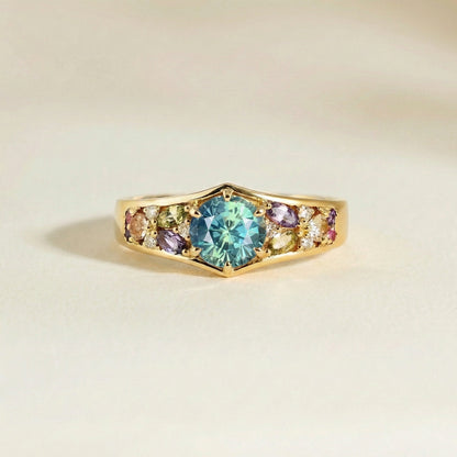 Anillo Zafiro Teal Moderno - vista principal | Joyería Bonnot Paris