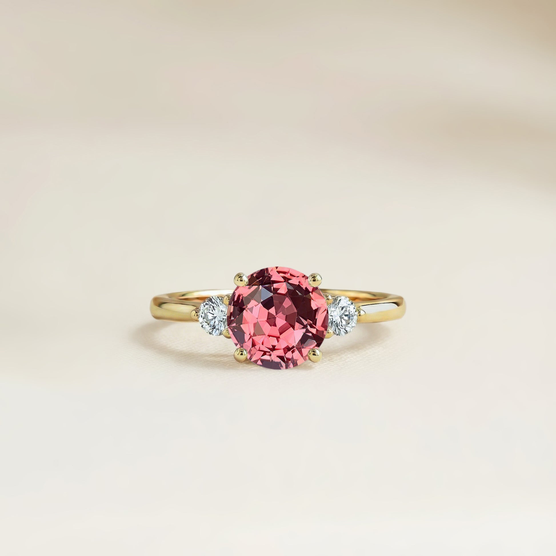 Ring Sapphire Padparadscha Neutral - main view | Jewellery Bonnot Paris