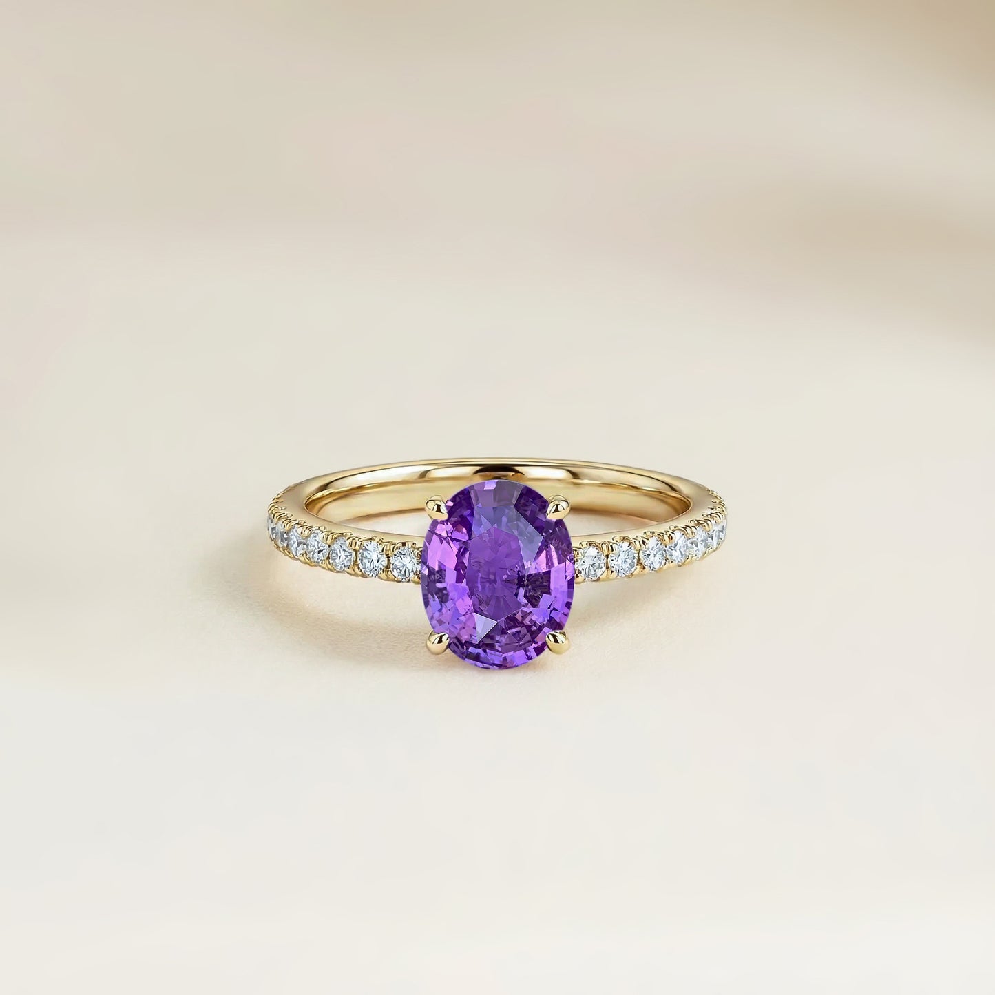 Bague Saphir Violet Solitaire