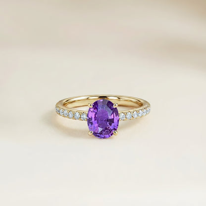 Bague Saphir Violet Solitaire