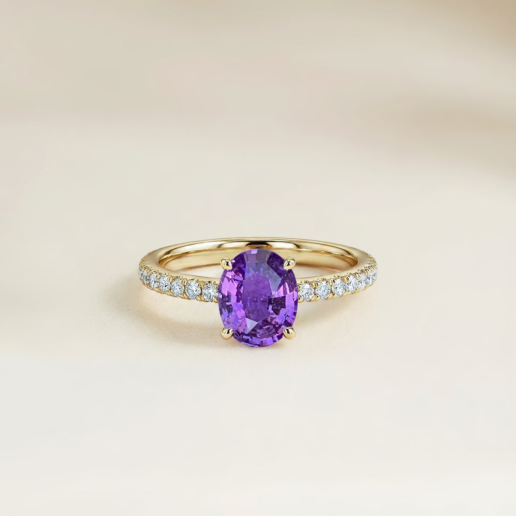 Bague Saphir Violet Solitaire